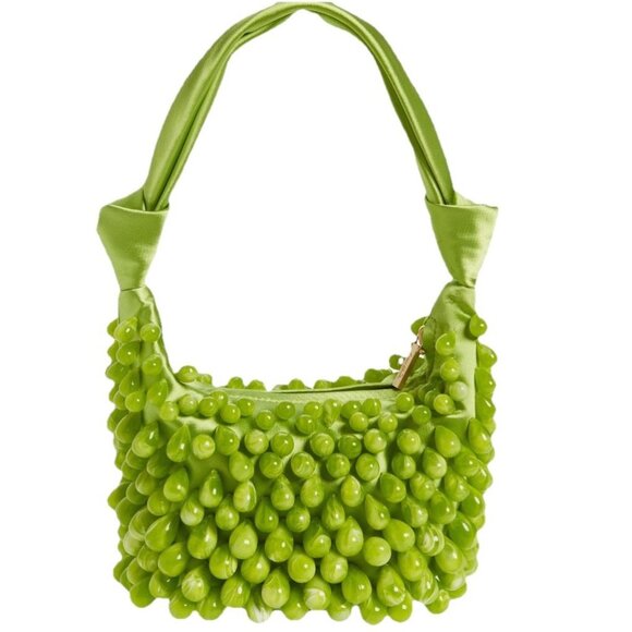 Cult Gaia Gia Beaded Satin Shoulder Bag Apple Green NWOT $528 - Picture 5 of 12